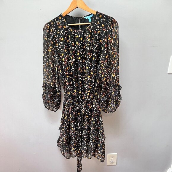 Draper James Black Floral Flutter‎ Dress- Size M - Picture 1 of 7